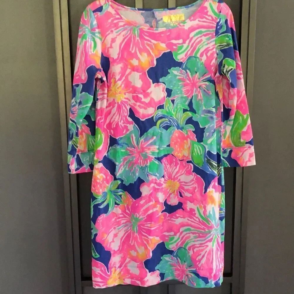 Lilly Pulitzer 3/4 Sleeve cotton shift dress style 97181 Marlowe S
